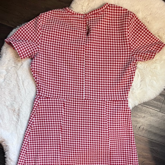 Zara Red Gingham Mini Dress Size Large - Picture 4 of 10